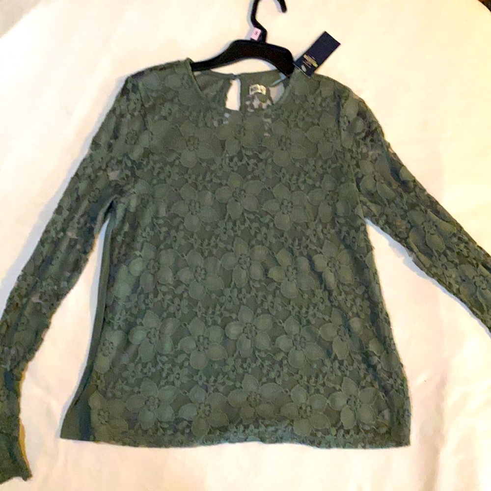 Olive Green Lace Blouse